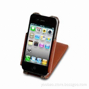 Lively Leather Case for Apple's iPhone 4/4S, Elegant Style and Very Slim, Available in Black/Brown